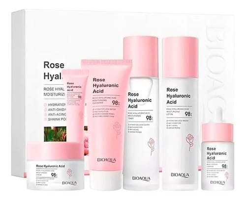 Kit Skincare Bioaqua Agua De Rosas Con Ácido Hialurónico