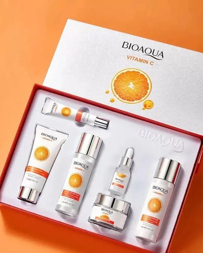Skincare Bioaqua Set De Vitamina C Y Extracto De Naranja Para Cuidado Y De La Piel Quita Manchas Para Todo Tipo De Piel