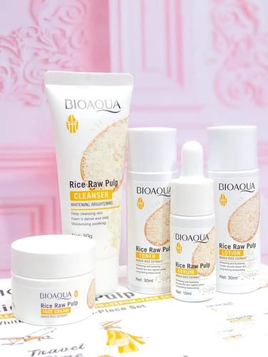 Kit Facial Arroz Aclarante Antiedad Viajero X 5 Bioaqua