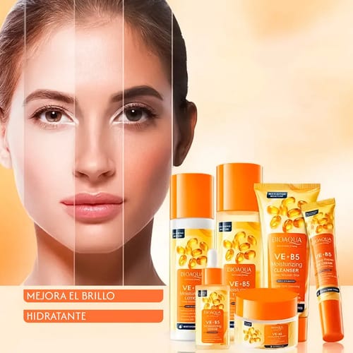 Bioaqua Kit De Skincare De Vitamina E Y B5 Para Rutina Facia Todo Tipo De Piel Día/noche