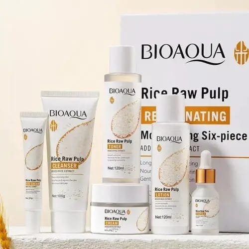 Kit Facial Arroz Aclarante Antiedad Skincare X 6 Bioaqua