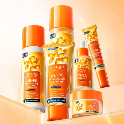 Set Skincare Bioaqua Con Vitaminas E Y B5 Para Rutina Facial Completa Todo Tipo De Piel Día/noche