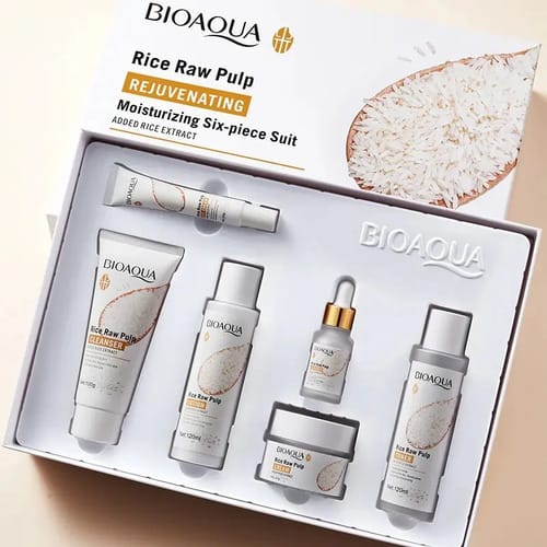 Kit Facial Arroz Aclarante Antiedad Skincare X 6 Bioaqua