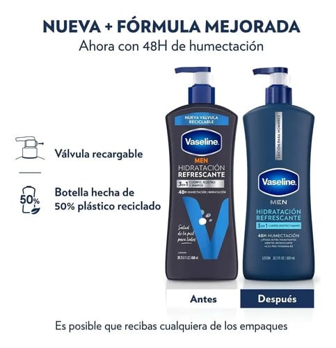 Vaseline Men Crema Corporal Cooling Hydration De 600ml Fresca