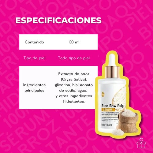 Serum De Arroz Bioaqua 100ml Todo Tipo De Piel