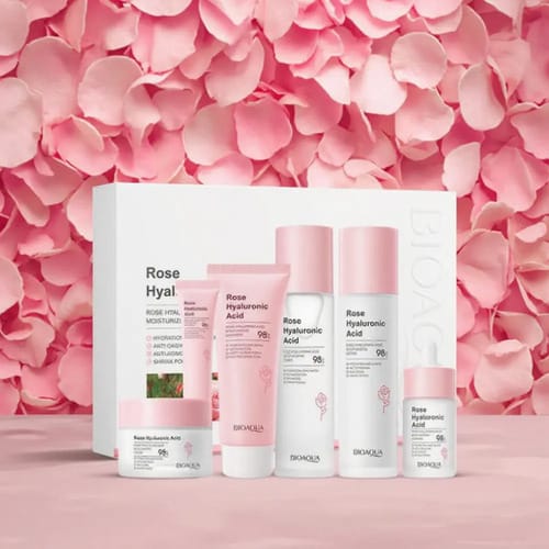 Kit Skincare Para Belleza Facial Rosas + Acido Hialuronico