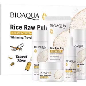 Kit Facial Arroz Aclarante Antiedad Viajero X 5 Bioaqua