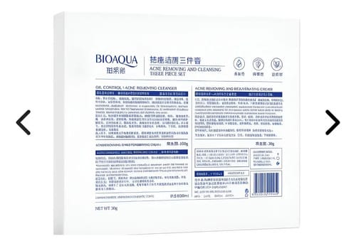 Kit Antiacné Bioaqua X3 En Caja De Lujo | Control Sebo