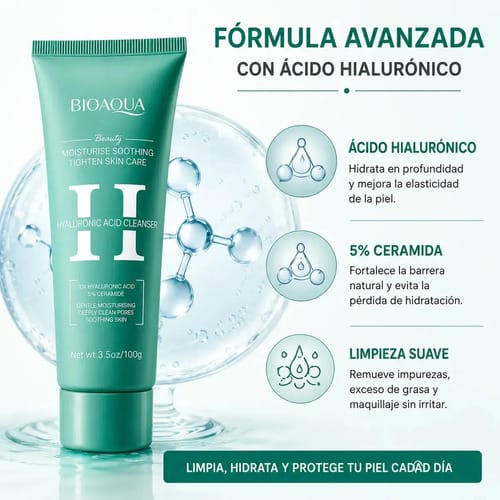 Gel Limpiador Espuma Facial Acido Hialuronico Hidrata Todo Tipo De Piel Día/noche