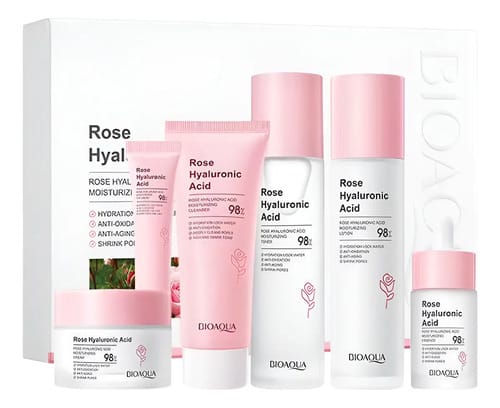 Kit Skincare Para Belleza Facial Rosas + Acido Hialuronico