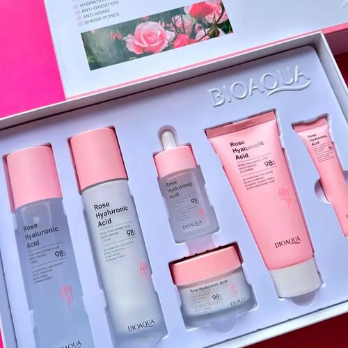 Kit Skincare Bioaqua Agua De Rosas Con Ácido Hialurónico