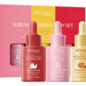 Set 3 Serum Facial Nicontinamida Curcuma Caracol Bioaqua Todo Tipo De Piel Día/noche