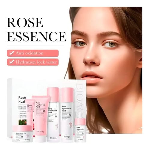 Kit Skincare Bioaqua Agua De Rosas Con Ácido Hialurónico