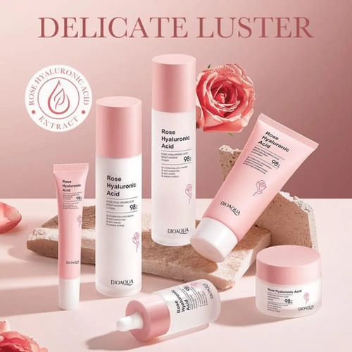 Kit Skincare Para Belleza Facial Rosas + Acido Hialuronico