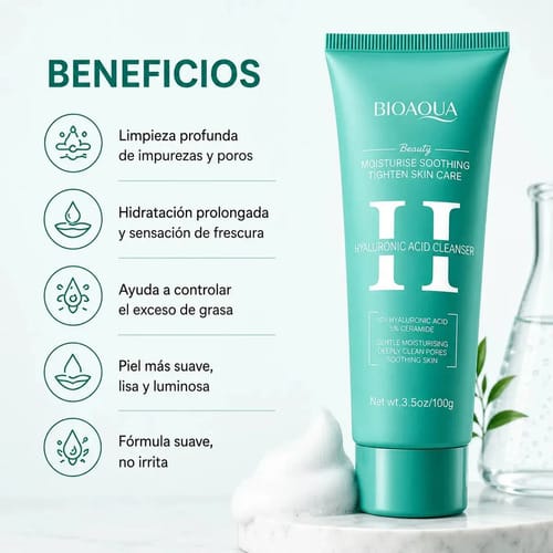 Gel Limpiador Espuma Facial Acido Hialuronico Hidrata Todo Tipo De Piel Día/noche