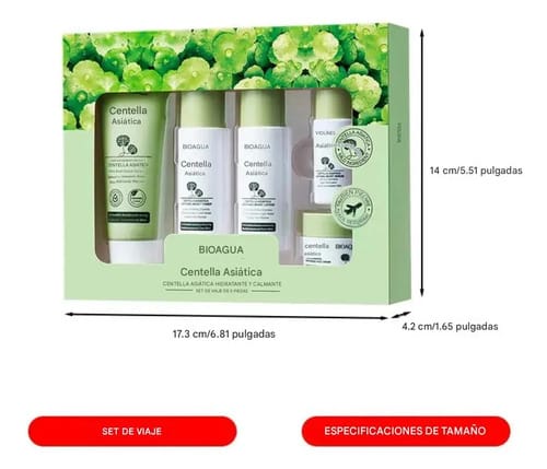 Bioaqua Centella Asiatica Skincare Travel Kit 5 Productos