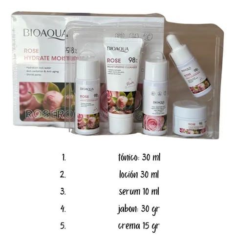 Kit Mini De Cuidado Facial Viajero Rosas Bioaqua